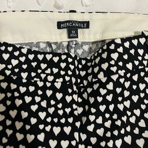 Your Valentine’s Day Pants!J Crew Mercantile Black/White Heart Pants Women’s 12